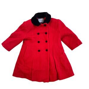 Vtg 1990s Rothschild Red and Black Wool Winter Coat 18M